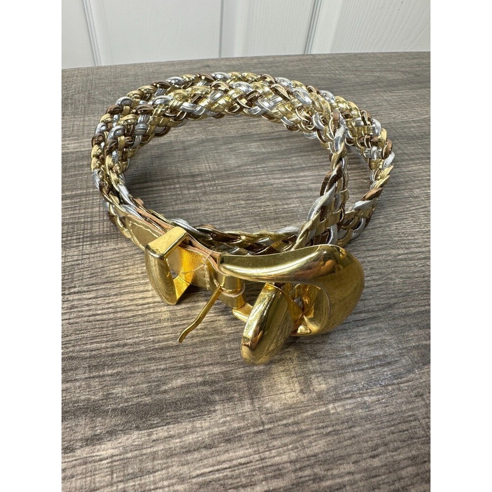 VTG Day-Lor Belt Women's Tri Color Metallic Braided Gold Silver Copper